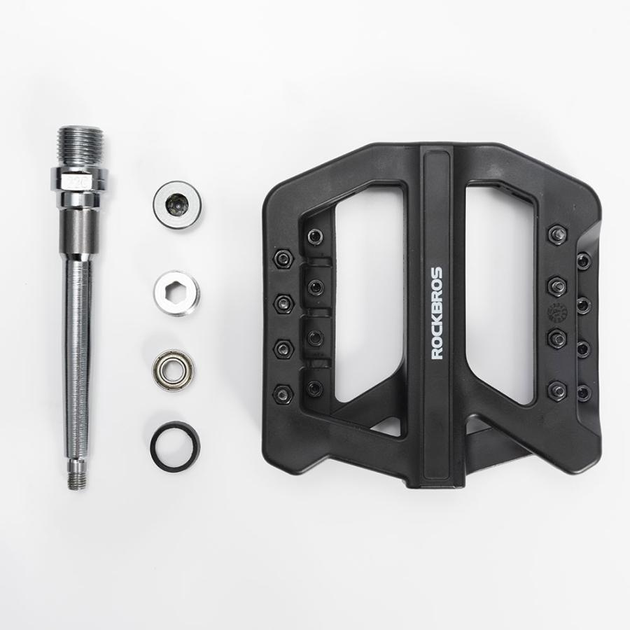 ROCKBROS ペダル 自転車 交換 フラット 9/16インチ 軽量 滑り止め ピン