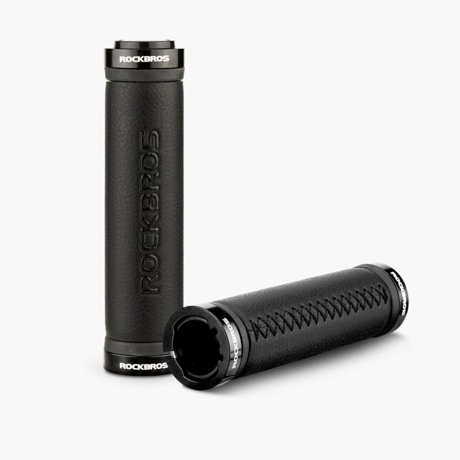 ROCKBROS 自転車 グリップ ハンドル 交換 筒型 レザー調 フラット