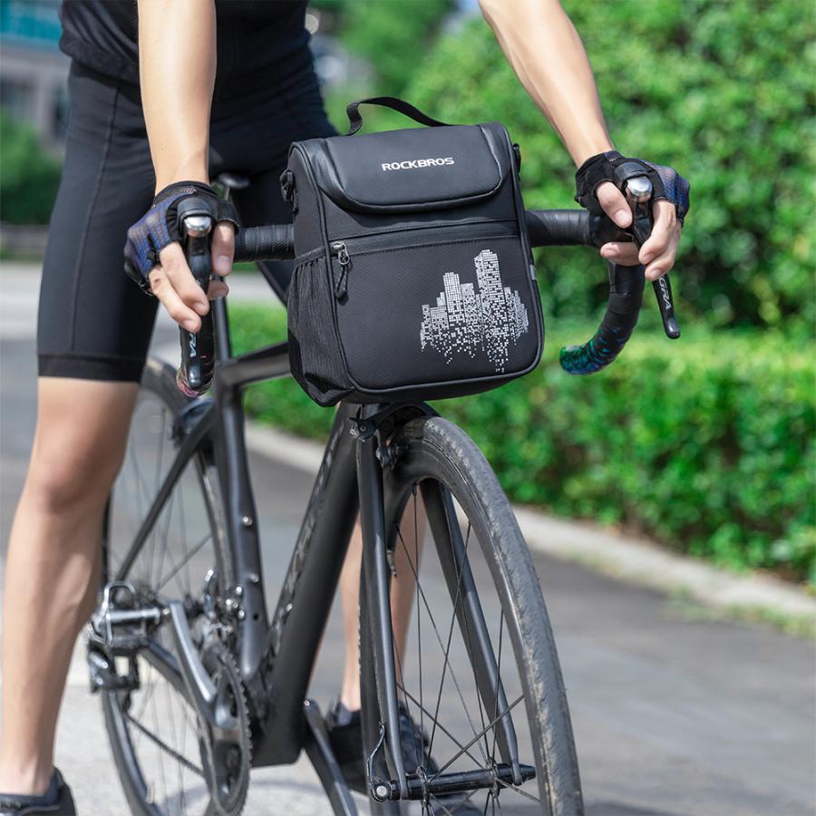 ROCKBROS 自転車 フロントバッグ ハンドルバッグ ショルダー 2way 街