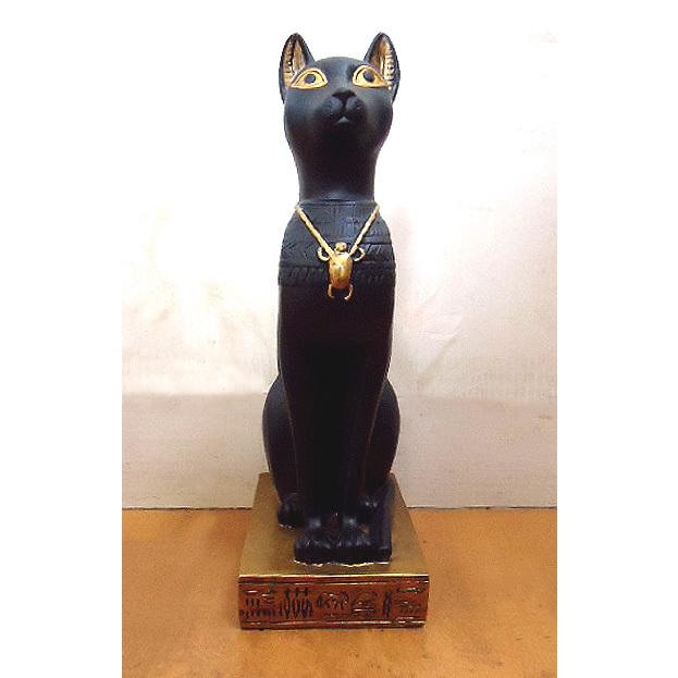 古代エジプト バステト神 (猫の女神 彫像）マットブラック仕上げ彫刻