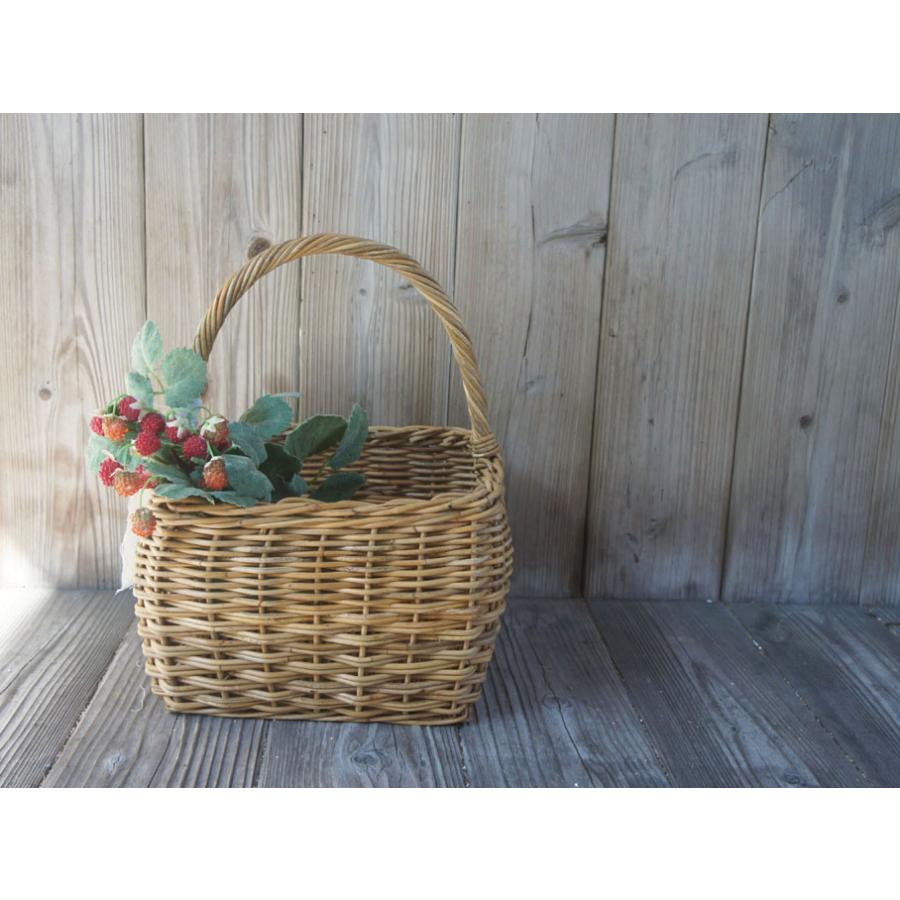 アラログ グリーン バスケット 四角 スクエア ラタン 籐 ミニ