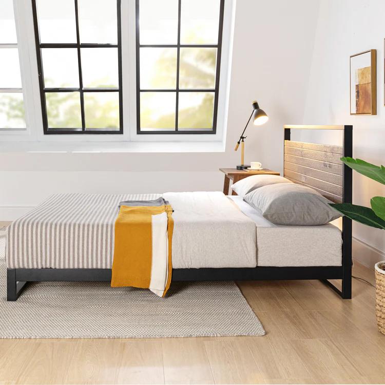 フレームのみ】ZINUS Suzanne スチール＆ウッド ベッドフレーム ヘッド