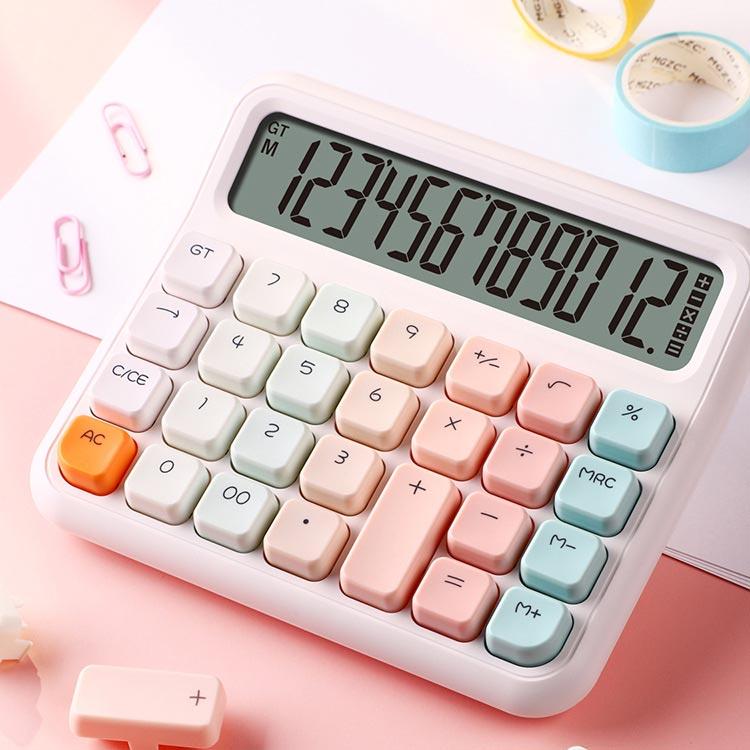 電卓 12桁 レトロ かわいい 卓上電卓 デスクトップ電卓 計算機 特大LCD