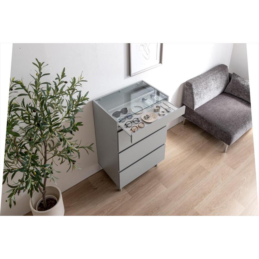 チェスト タンス おしゃれ ガラス天板 ラック 棚 ファッション小物入れ