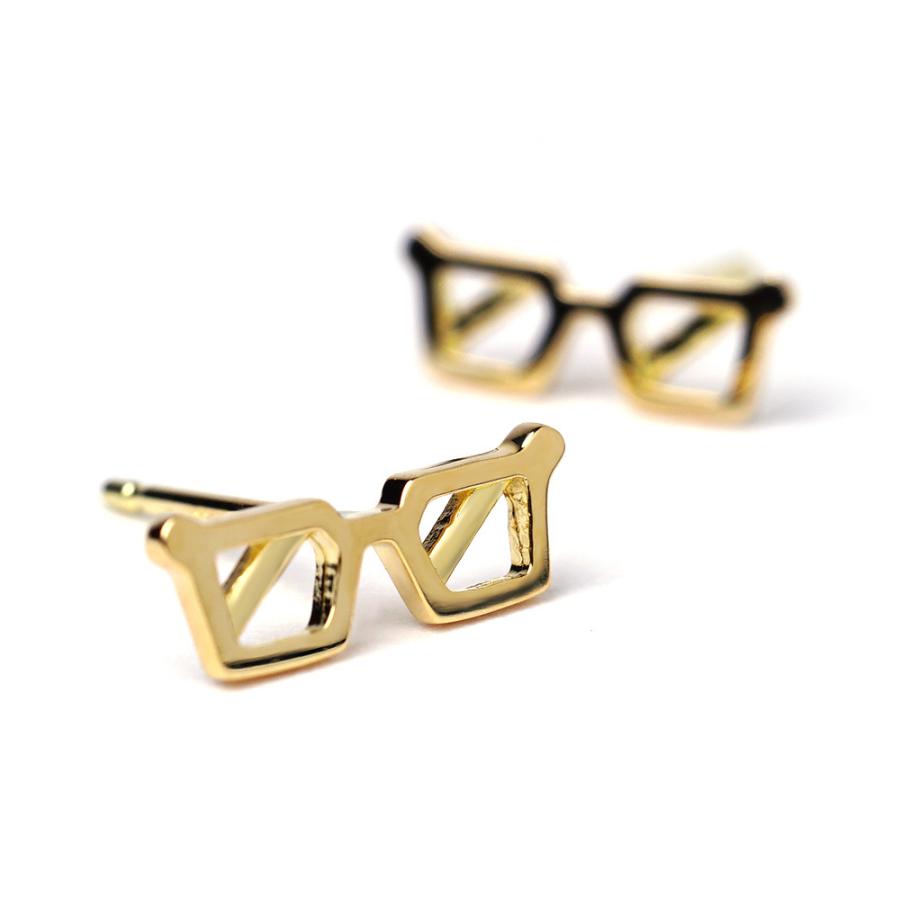 K18 めがね ピアス レディース スタッドピアス メガネ サングラス 眼鏡