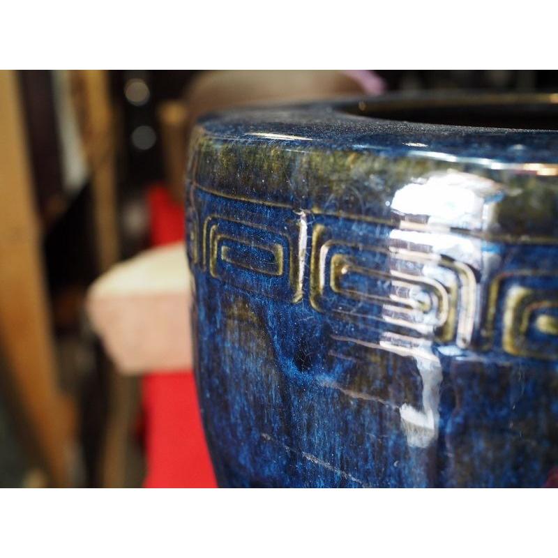 レトロな陶器火鉢 瀬戸火鉢 睡蓮鉢 金魚鉢に 昭和中期 古録展 送料別 E