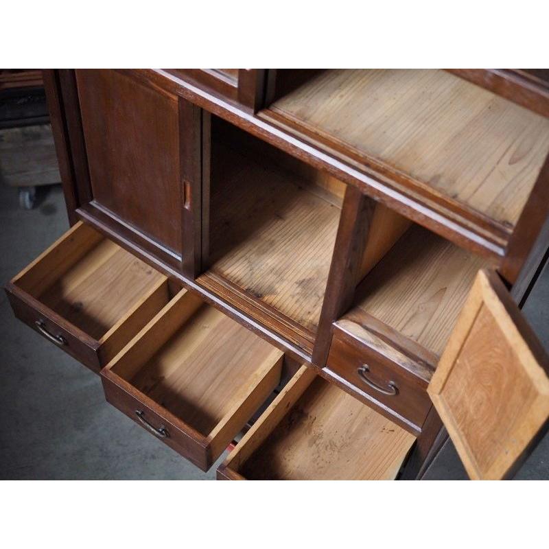 前栗造総無垢材 昭和レトロ茶箪笥 昭和前期 古録展 送料別 Lサイズ