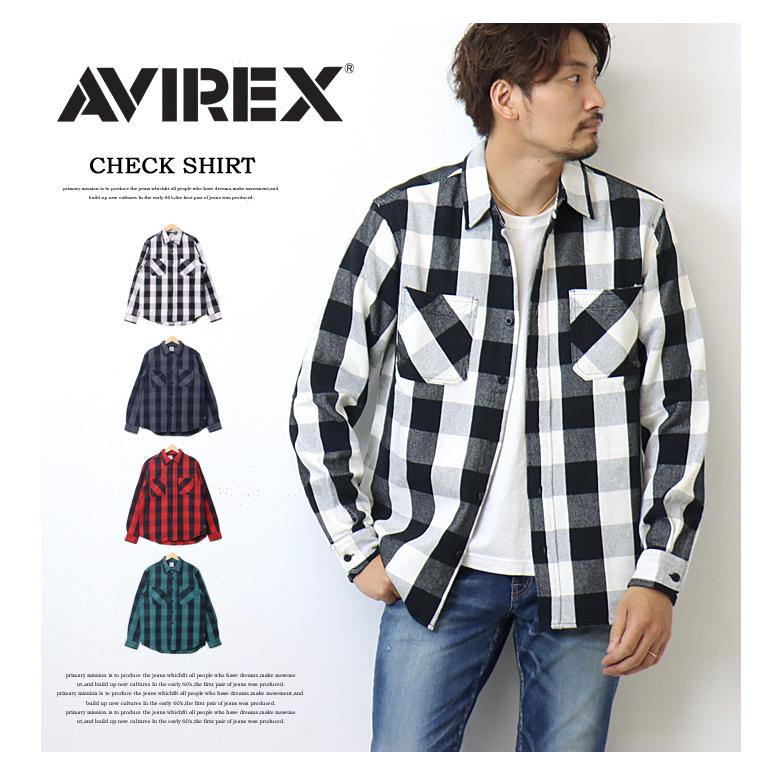 AVIREX（アヴィレックス） 長袖 ブロックチェック ワークシャツ 長袖