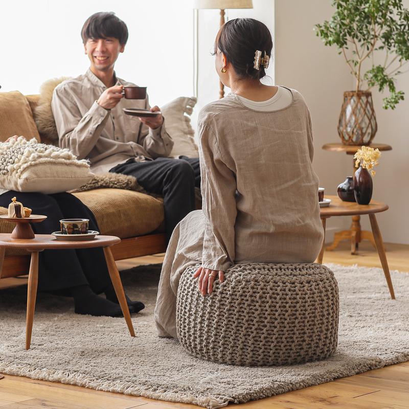 POUF braid プフ ブレイド 四角 スクエア グレー 天然素材 コットン100