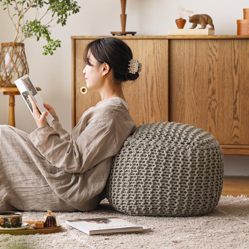 POUF braid プフ ブレイド 四角 スクエア グレー 天然素材 コットン100
