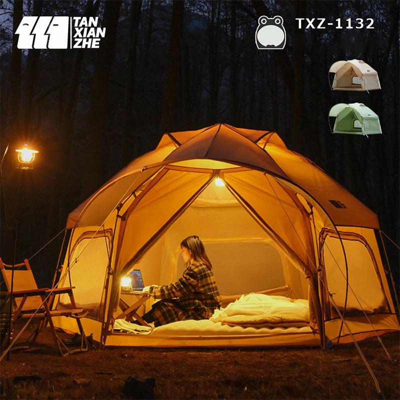 ワンタッチ 大型 テント 5人用 4人用 くすみカラー フロッグテント