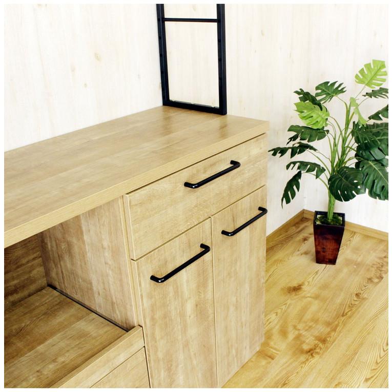 日本製 食器棚 レンジ台 幅120 国産 大川家具 キッチンボード スライド