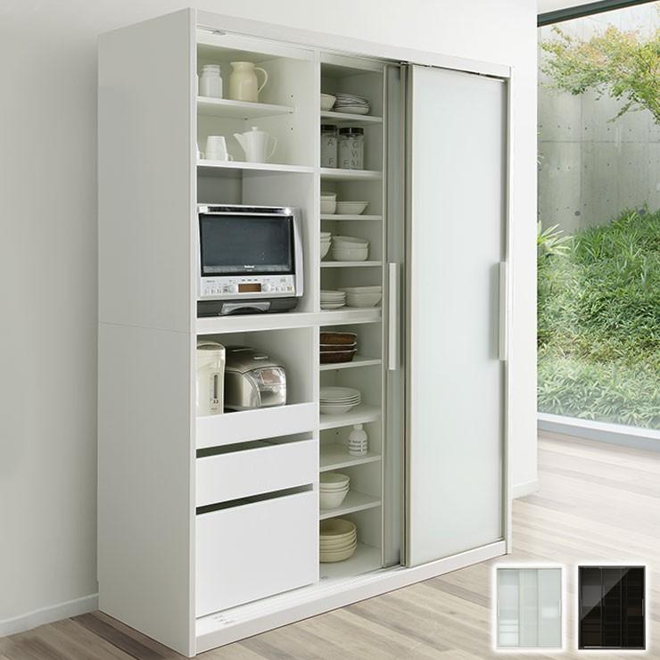 食器棚 完成品 引き戸 幅160cm 高さ200cm 開梱設置無料 ガラス