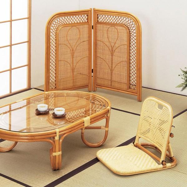 ラタン2枚折衝立 籐家具 衝立 ついたて スクリーン パーテーション