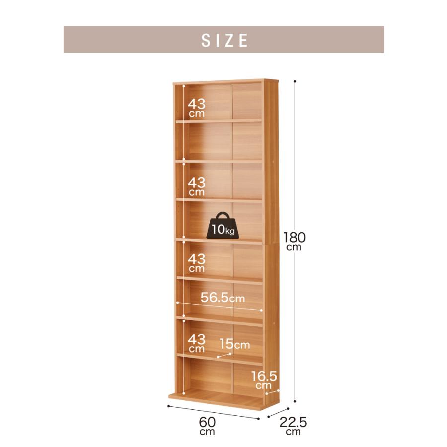 コミックラック ハイタイプ 幅60 高さ180 本棚 オープンラック カラー