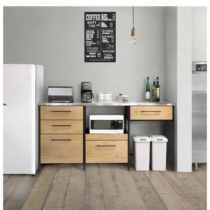 キッチンカウンター ステンレス天板 引き出し スライド棚 ダスト