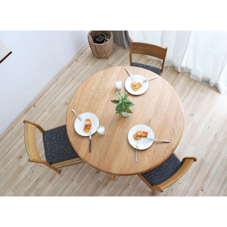 円形ダイニングテーブル 幅110 オーク無垢材 棚付き 丸テーブル カフェ