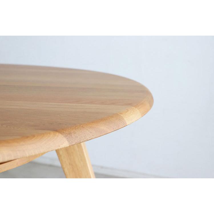 円形ダイニングテーブル 幅110 オーク無垢材 棚付き 丸テーブル カフェ