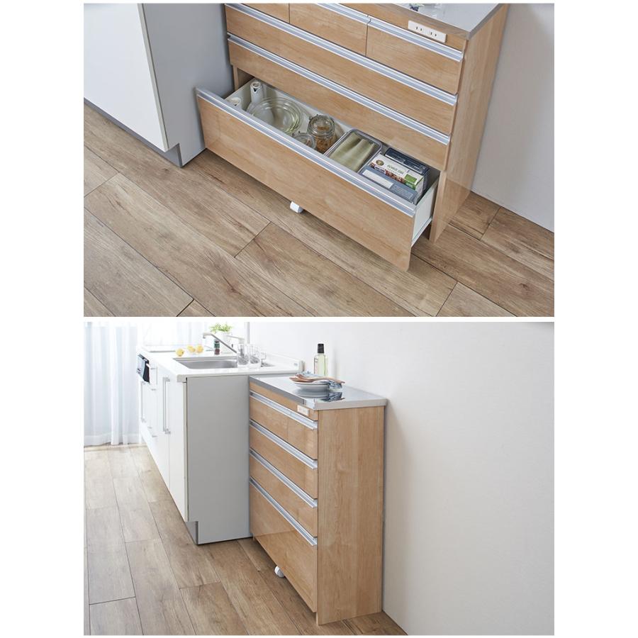 完成品 日本製 キッチンカウンター ステンレス天板 幅90 高さ85 4段