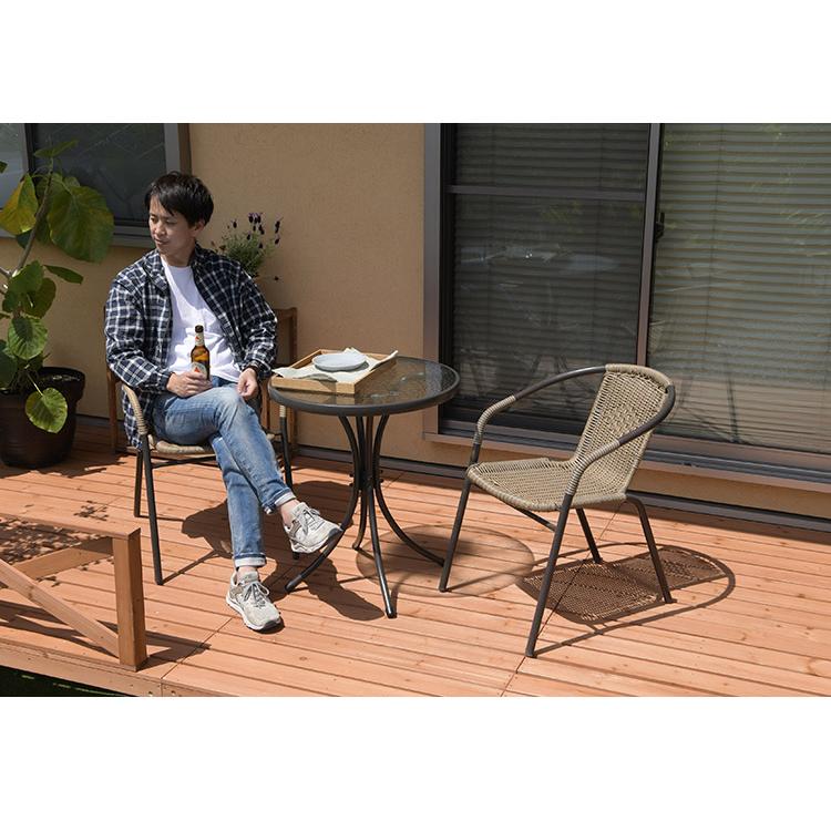 ラタン調ガーデンチェア 4脚セット ブラック ガーデンチェア ラタン