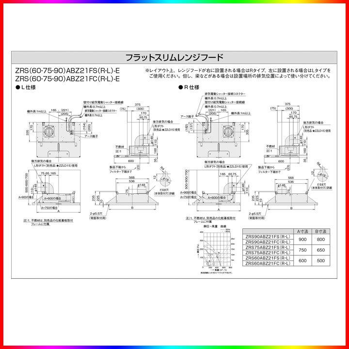 クリナップ ☆[ZRS90ABZ21FS(R)-E] フラットスリムレンジフード