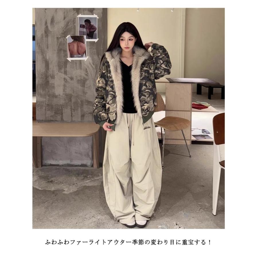 コート 秋冬 レディース ブルゾン 迷彩柄 パーカー 柄 迷彩コート 迷彩