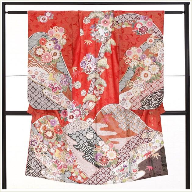 7歳 女の子 七五三 正絹 着物レンタル j7346 フルセット 上質 753 子供