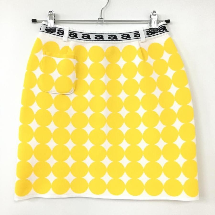 archivio（アルチビオ） ニットスカート イエロー×白 ドット柄
