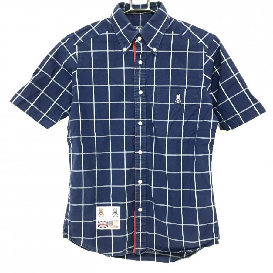 Psycho Bunny（サイコバニー） 半袖シャツ ネイビー×白 チェック