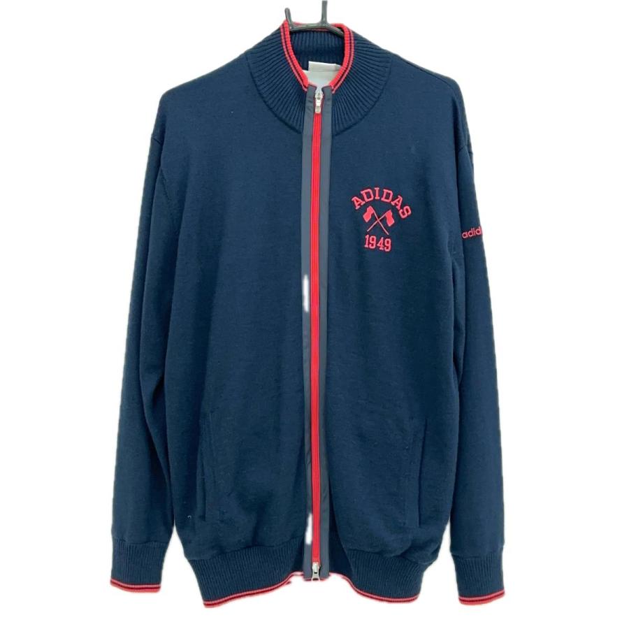 adidas（アディダス） ニットブルゾン ダークネイビー×ピンクレッド