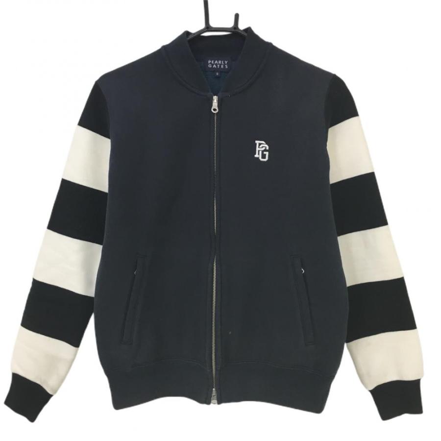 PEARLY GATES（パーリーゲイツ） ブルゾン ネイビー×白 袖ボーダー 裏