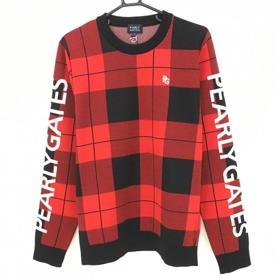 PEARLY GATES（パーリーゲイツ） セーター レッド×黒 チェック ニット