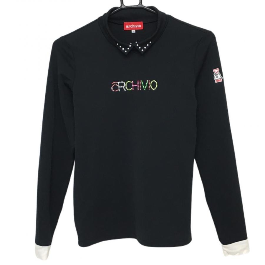 archivio（アルチビオ） 襟付き長袖ハイネックシャツ 黒×白 カラフル