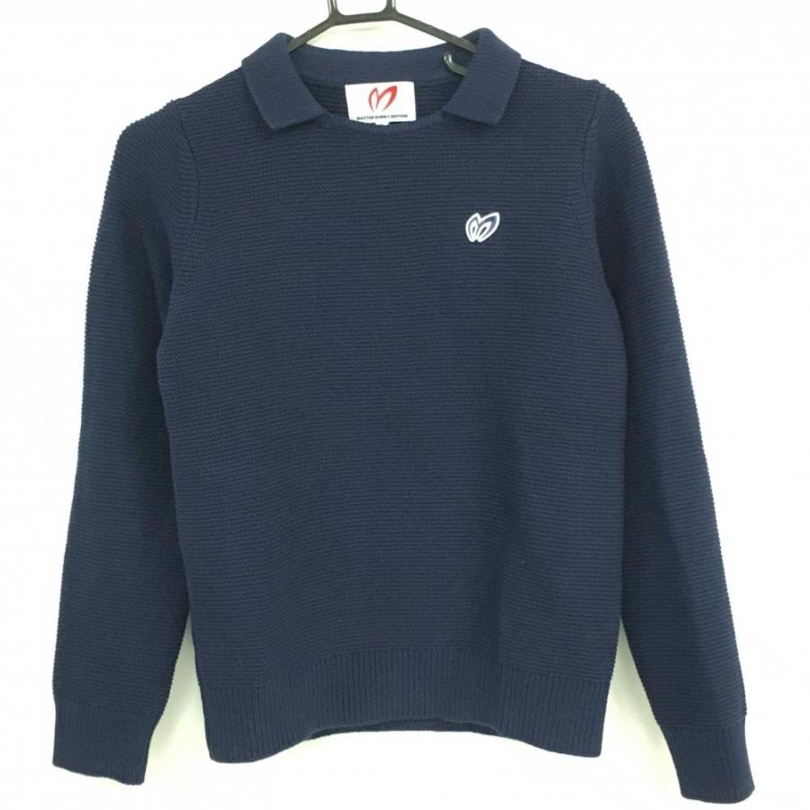 マスターバニー 襟付きセーター ネイビー ニット コットン混