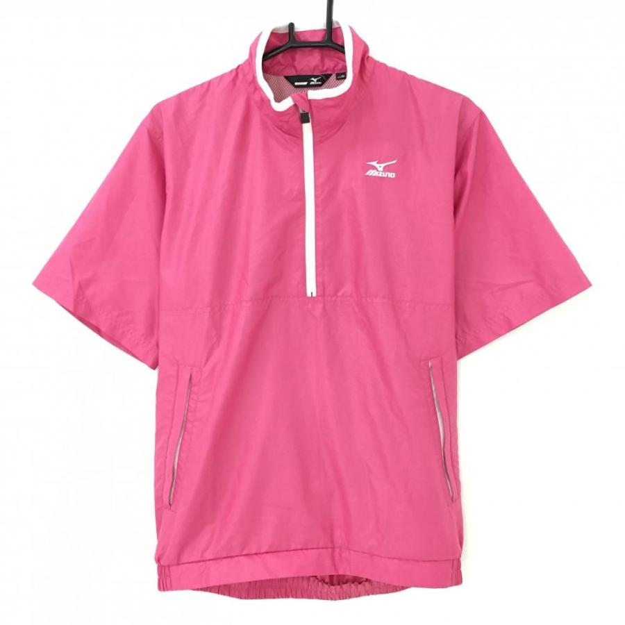 MIZUNO（ミズノ） 半袖ブルゾン ピンク ハーフジップ 裏地メッシュ