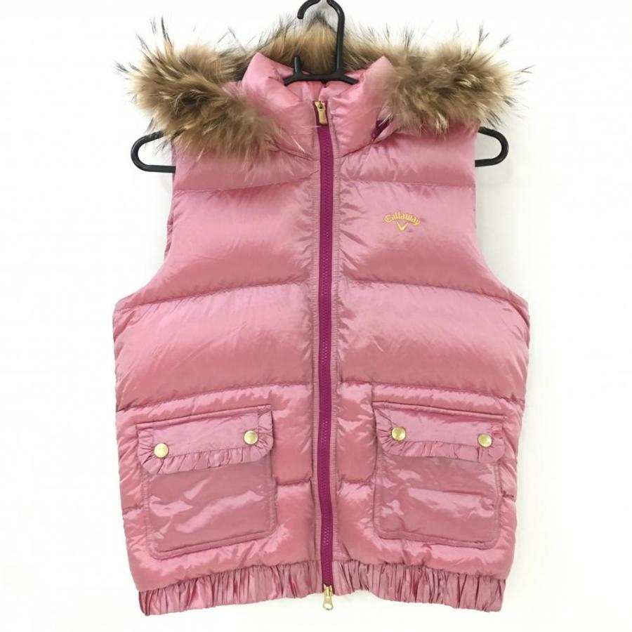 超美品】キャロウェイ 2WAYダウンベスト ピンク フード着脱可 軽量