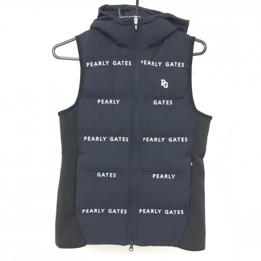PEARLY GATES（パーリーゲイツ） 中綿ベスト ネイビー×白 ロゴ総柄