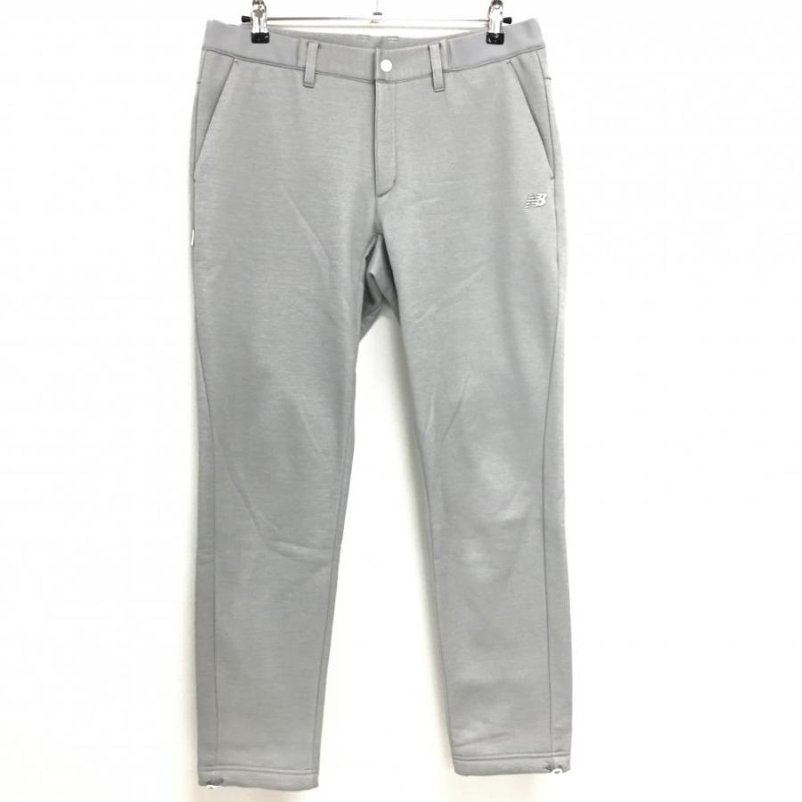 ニューバランス パンツ グレー バックロゴプリント 裏起毛 裾ドロー