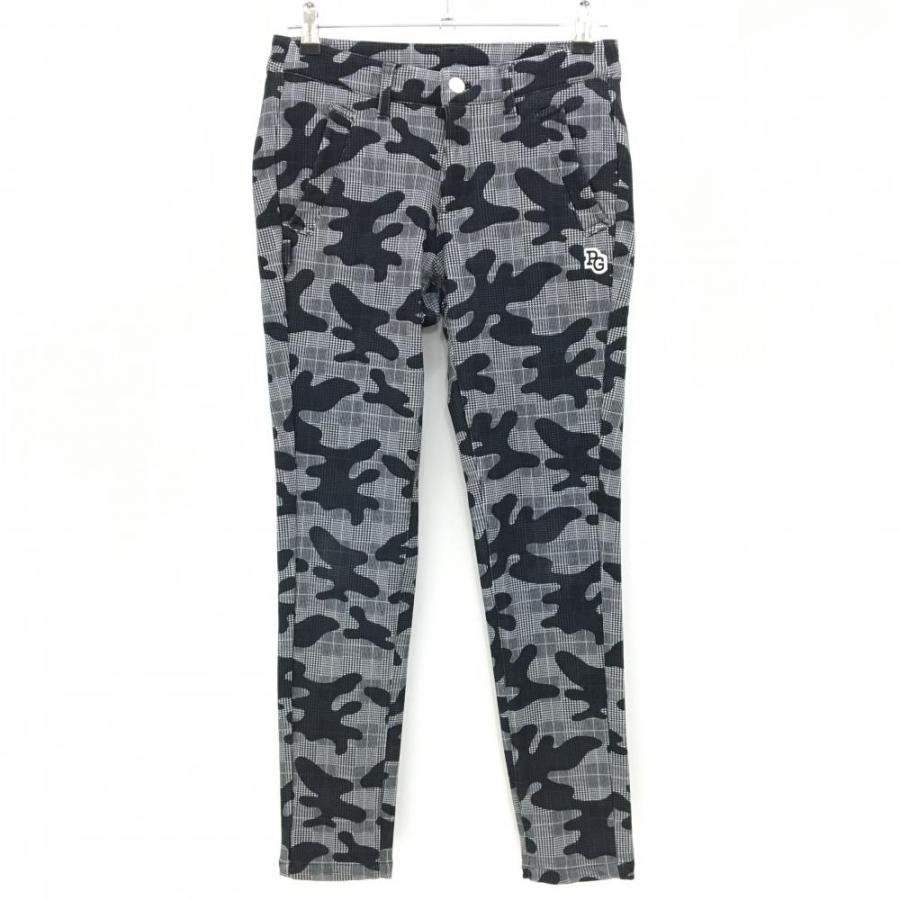 パーリーゲイツ ストレッチパンツ 黒×白 グレンチェック 迷彩 30周年