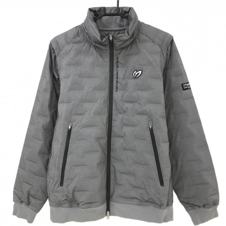 マスターバニー 2WAYダウンジャケット グレー×黒 ロゴプリントラメ 袖