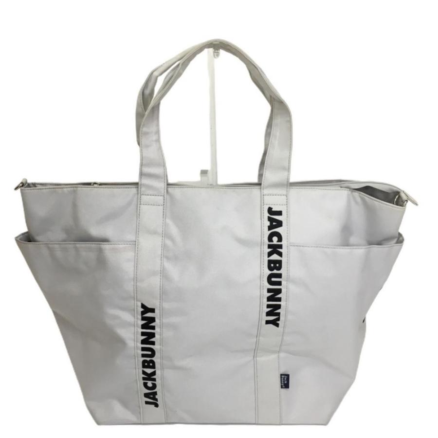 ジャックバニー ビッグトートバッグ ライトグレー×黒 ロゴ刺しゅう
