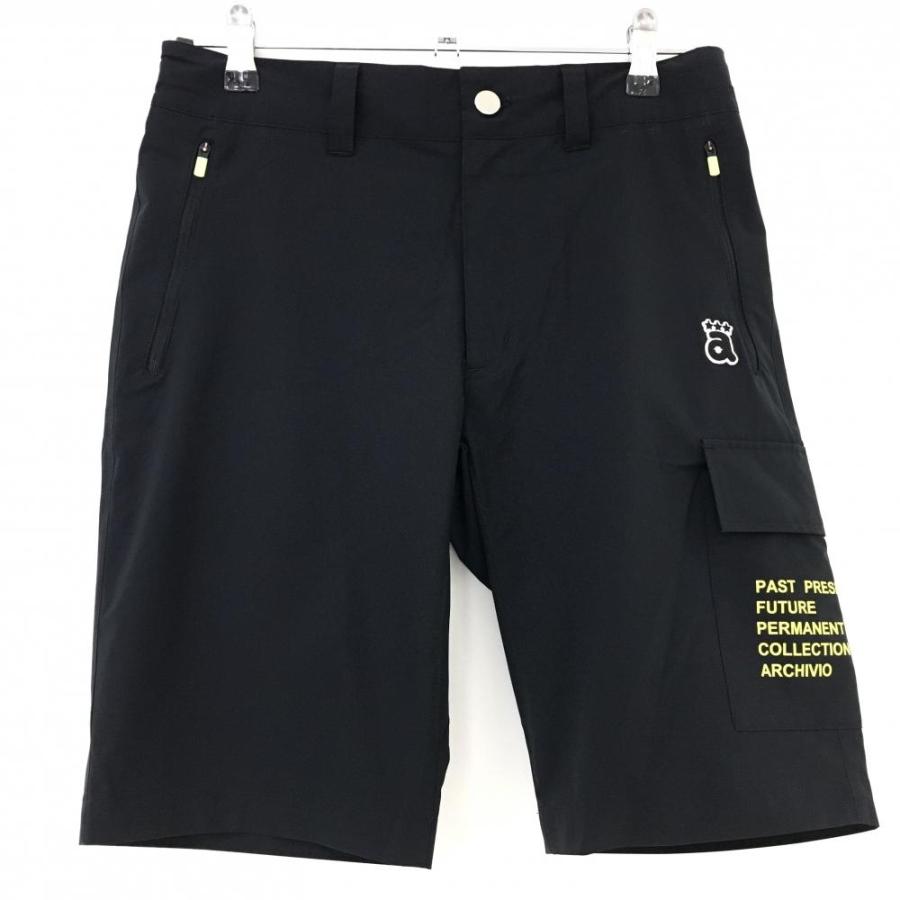 アルチビオ ハーフパンツ 黒 ロゴ刺しゅう メンズ 46(M) ゴルフウェア