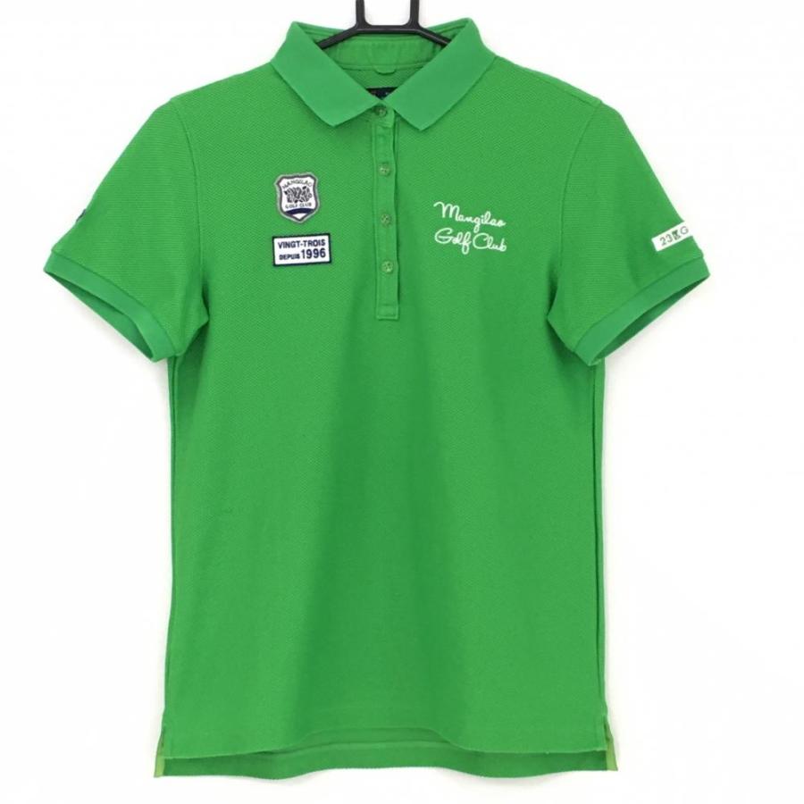 23区ゴルフ 半袖ポロシャツ グリーン 織生地 マンギラオゴルフクラブ