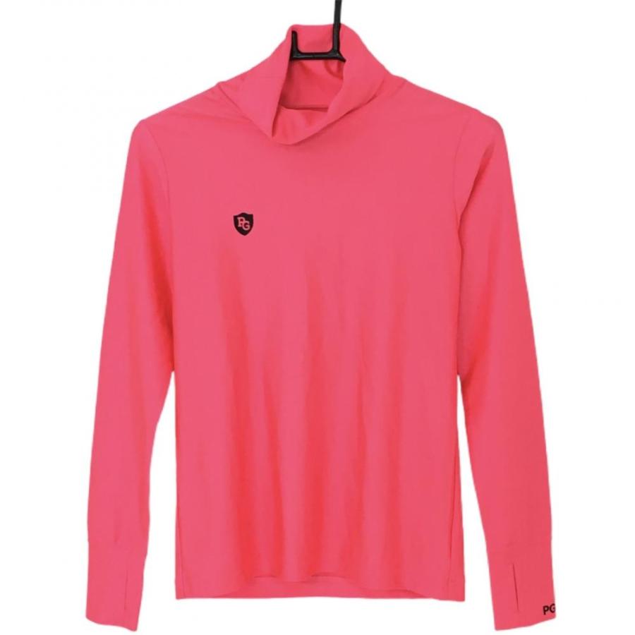 PEARLY GATES（パーリーゲイツ） 長袖ハイネックシャツ 蛍光ピンク×黒