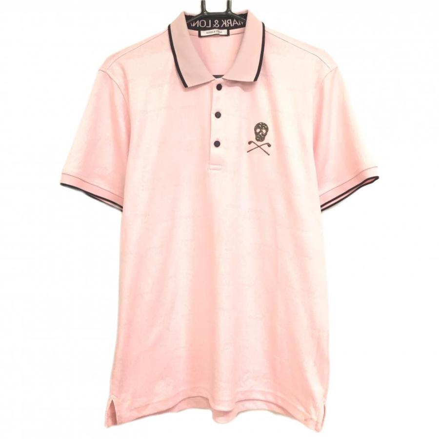MARK&LONA（マークアンドロナ） 半袖ポロシャツ ピンク ロゴ総柄織生地