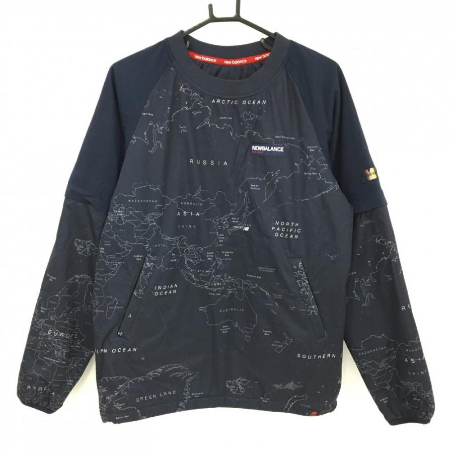 美品】ニューバランスゴルフ 2WAY中綿スニード ネイビー×白 世界地図柄