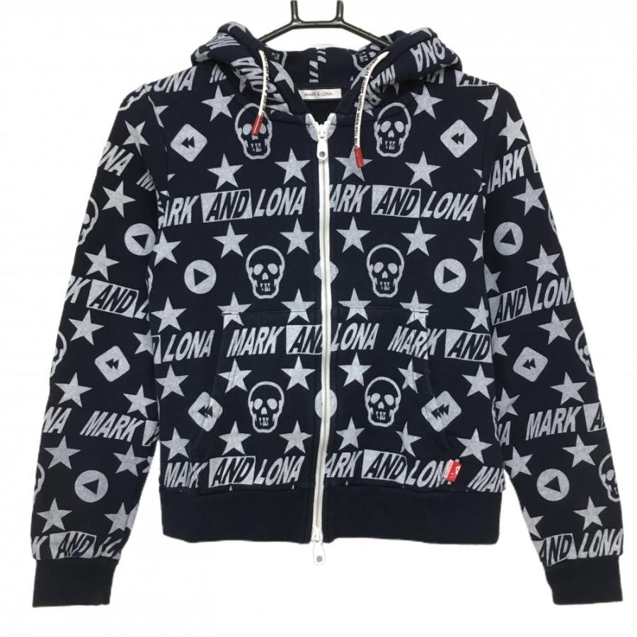 MARK&LONA（マークアンドロナ） ジップパーカー ネイビー×白 総柄