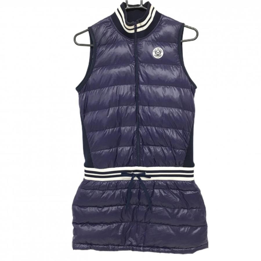 ジャックバニー ノースリーブダウンワンピース パープル×白 軽量