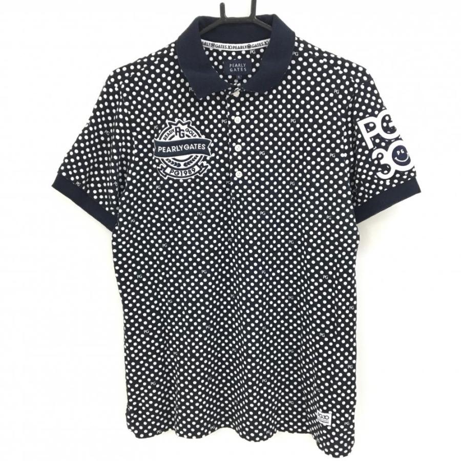 PEARLY GATES（パーリーゲイツ） 半袖ポロシャツ ネイビー×白 ドット