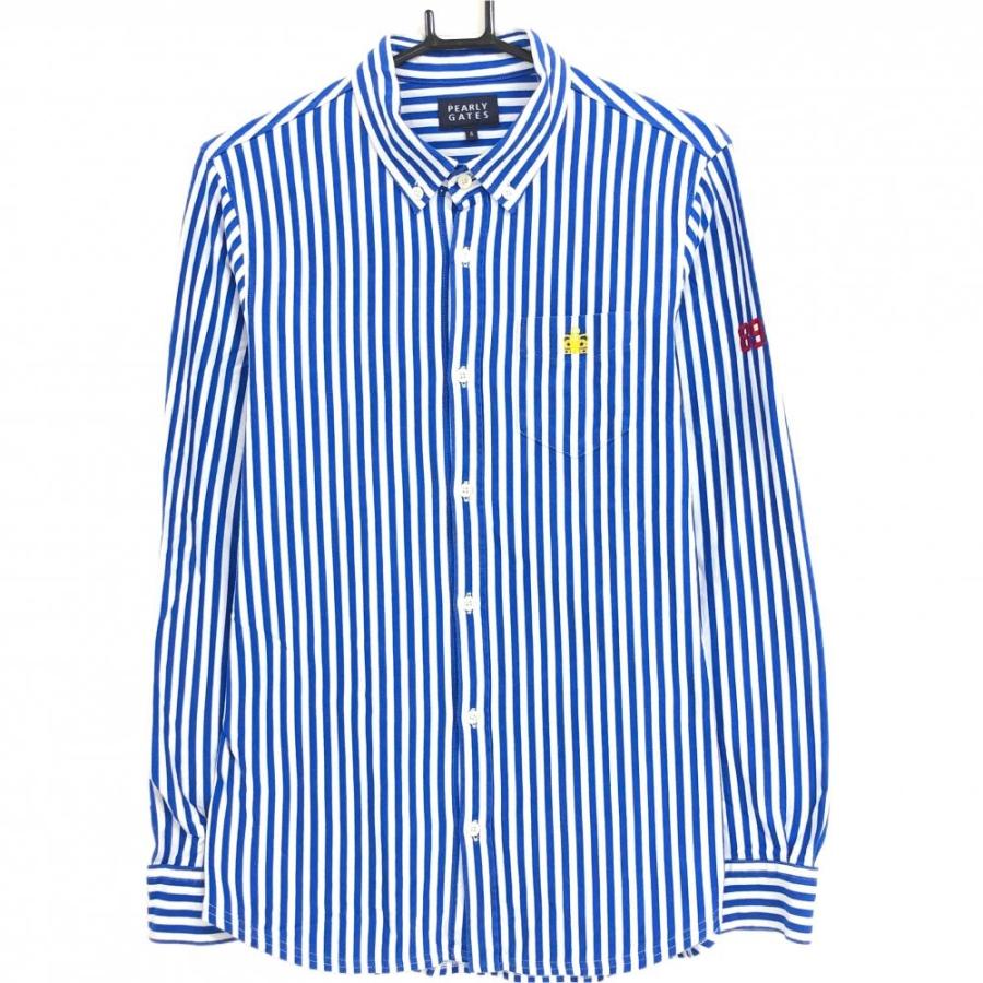 PEARLY GATES（パーリーゲイツ） 長袖シャツ ブルー×白 ストライプ